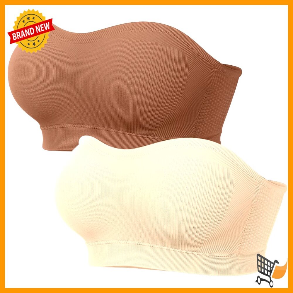 Push Up Strapless Bandeau Bra Wireless Padded Supportive Non Slip